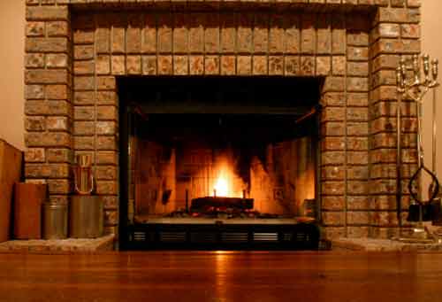 Brick Fireplace Pictures; All Brick Gas Fireplace Design with Decorative Side Accents