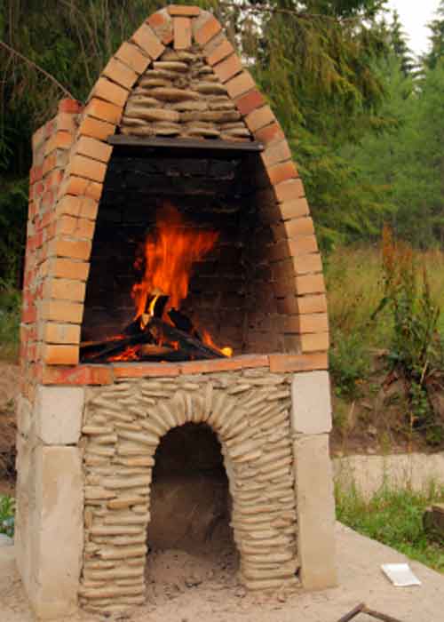 Outdoor Fireplace Pictures, Unique Country 2 Storey Outdoor Fireplace Design Image